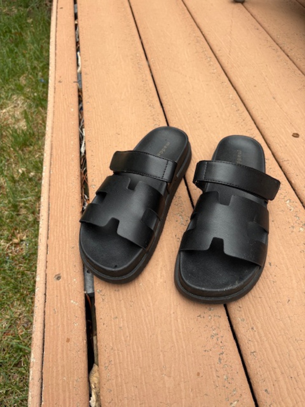 Steve Madden Black Mules/Slides with Velcro Strap, like new, size 6.5